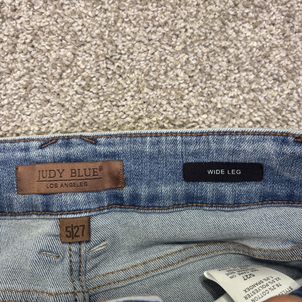 Judy Blue Wide Leg Jeans Womens 5/27 Blue Light Wash Relaxed Stretch Denim - Picture 6 of 10